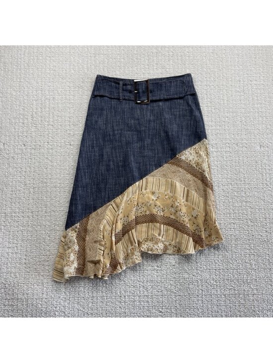 Escandelle Dresses & Skirts - Y2K Escandelle Paris Boho Patchwork Skirt Midi Festival Denim Floral Cottagecore